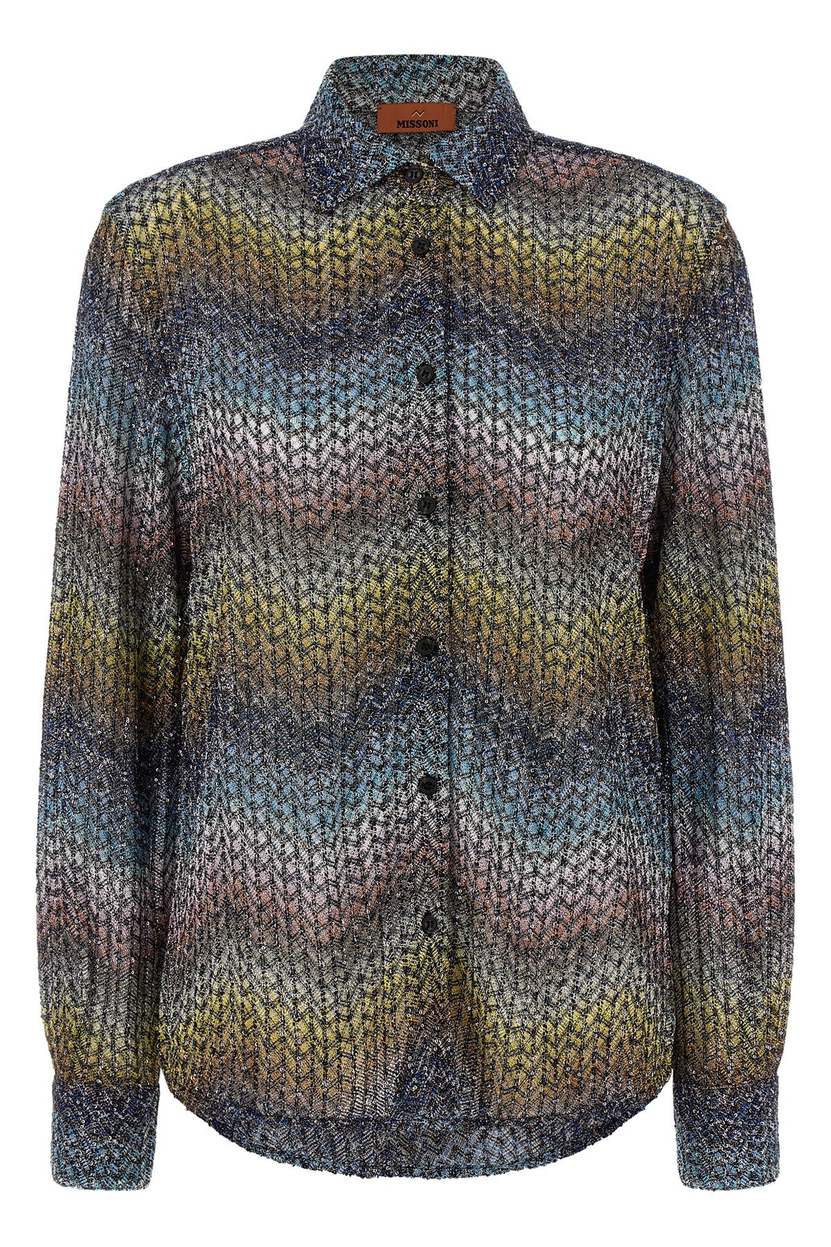 MISSONI 42 caperdoni loom-crafted viscose lamé shirt