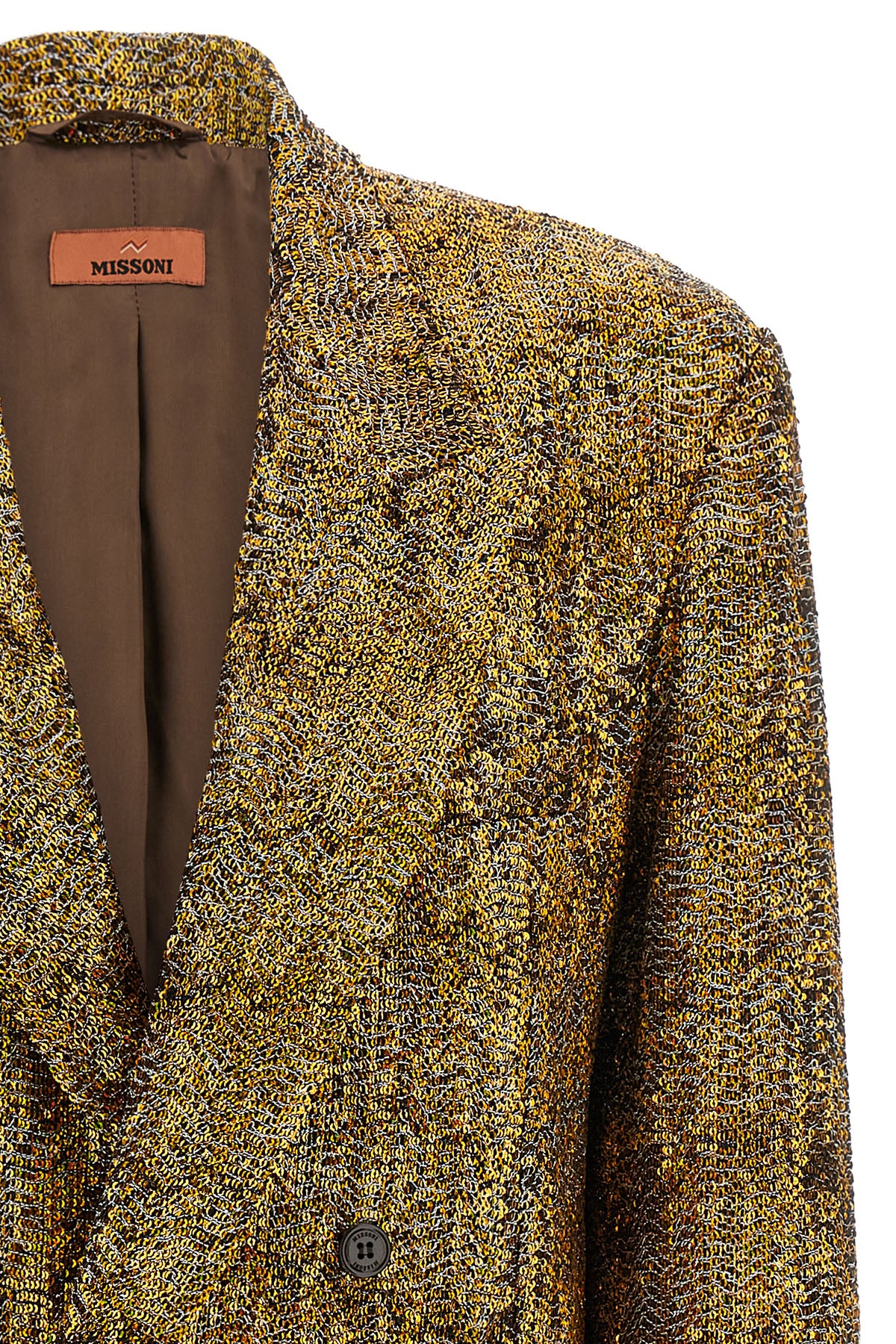 the missoni blazer stands out for a double-breasted sartorial construction defin