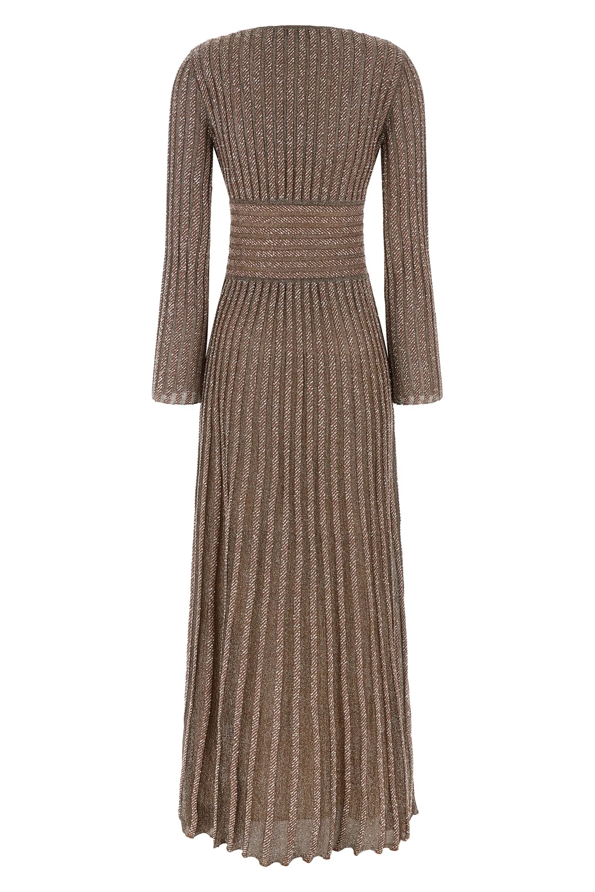 the missoni long dress exemplifies the brands mastery of knitwear through a flu