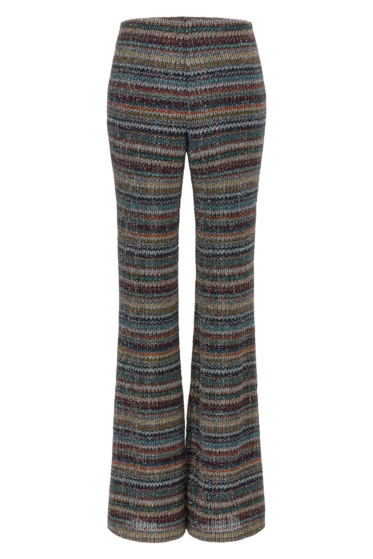 the tight missoni trousers redefine the codes of knitwear through a flared silho