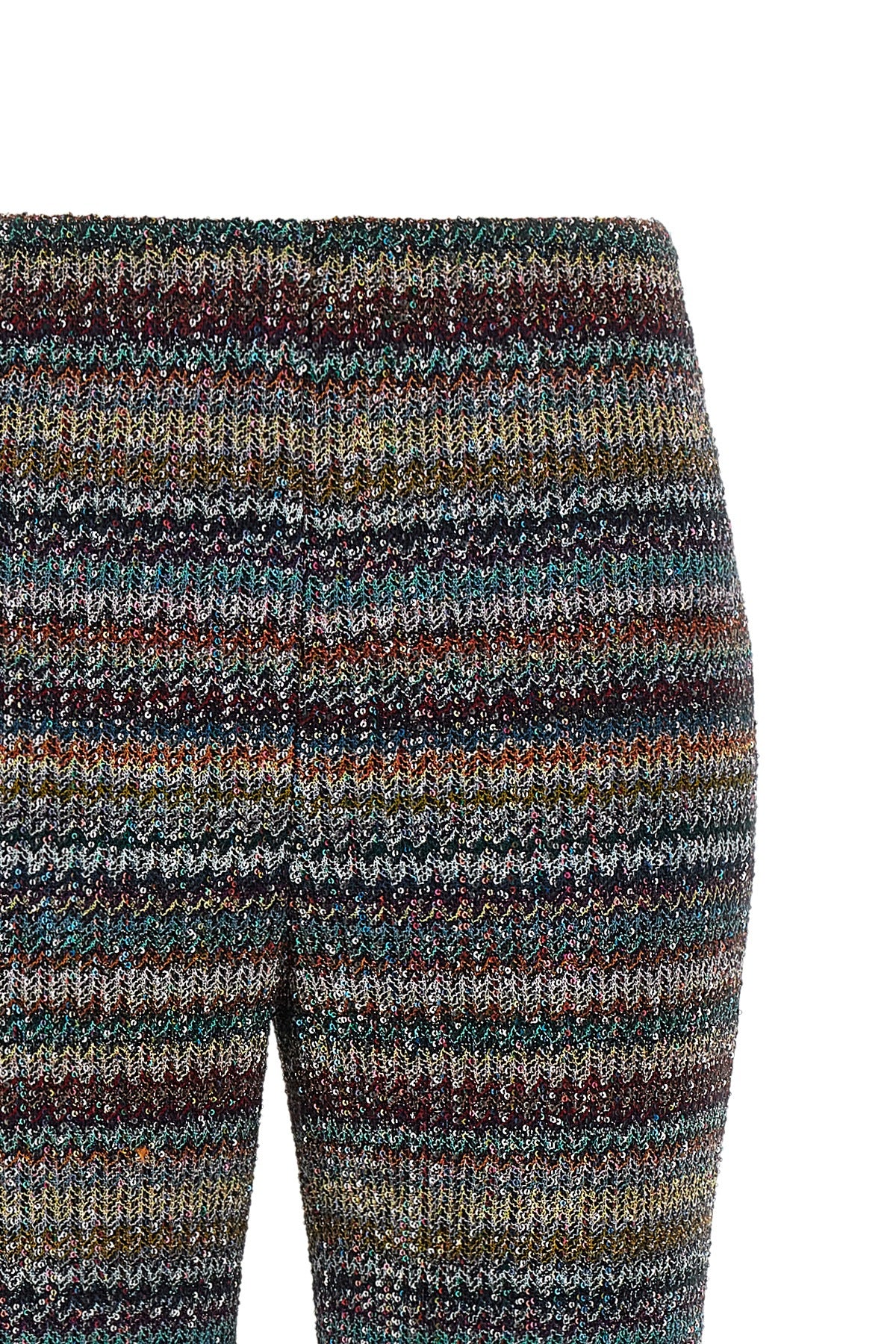 the tight missoni trousers redefine the codes of knitwear through a flared silho