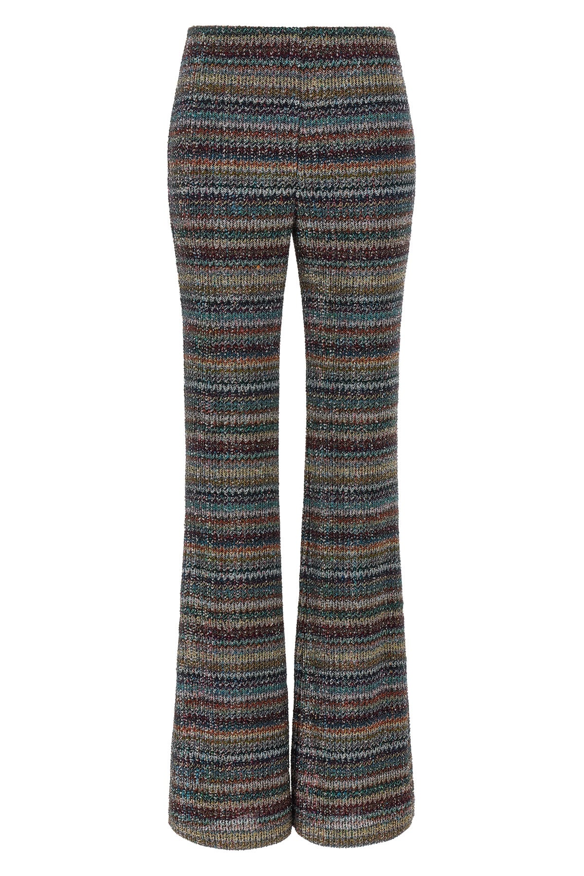 the tight missoni trousers redefine the codes of knitwear through a flared silho