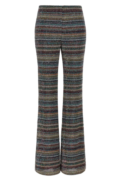 the tight missoni trousers redefine the codes of knitwear through a flared silho