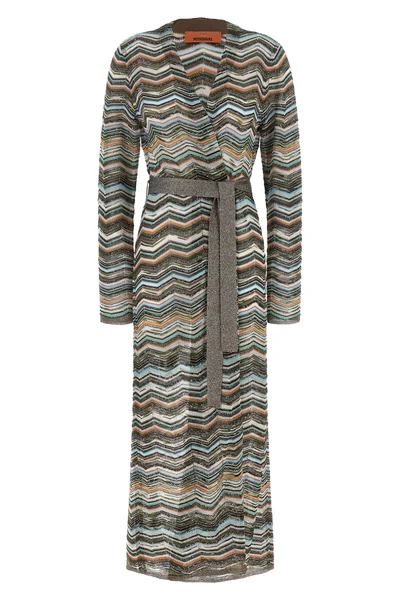 the long cardigan by missoni defines the aesthetics of the brand through the ico