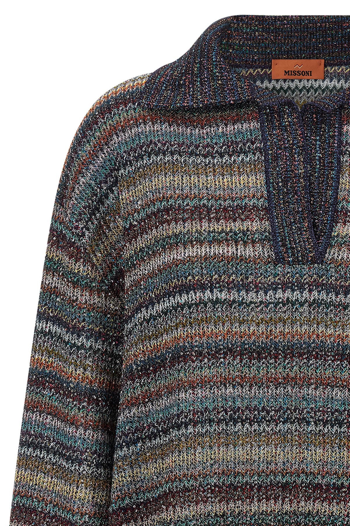 the missoni long-sleeved polo shirt redefines the concept of knitwear through a