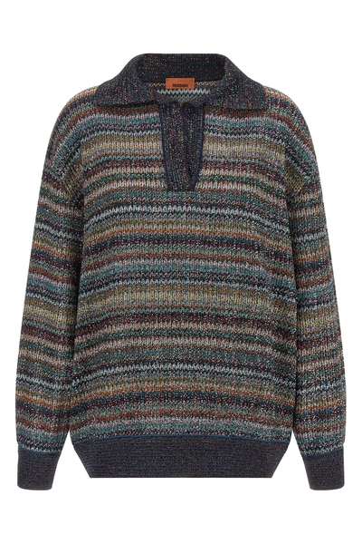 the missoni long-sleeved polo shirt redefines the concept of knitwear through a