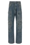 double cargo used-effect stone-washed cotton denim jeans