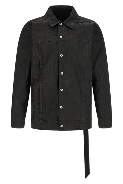 jumbo worker jacket in coated-effect cotton denim