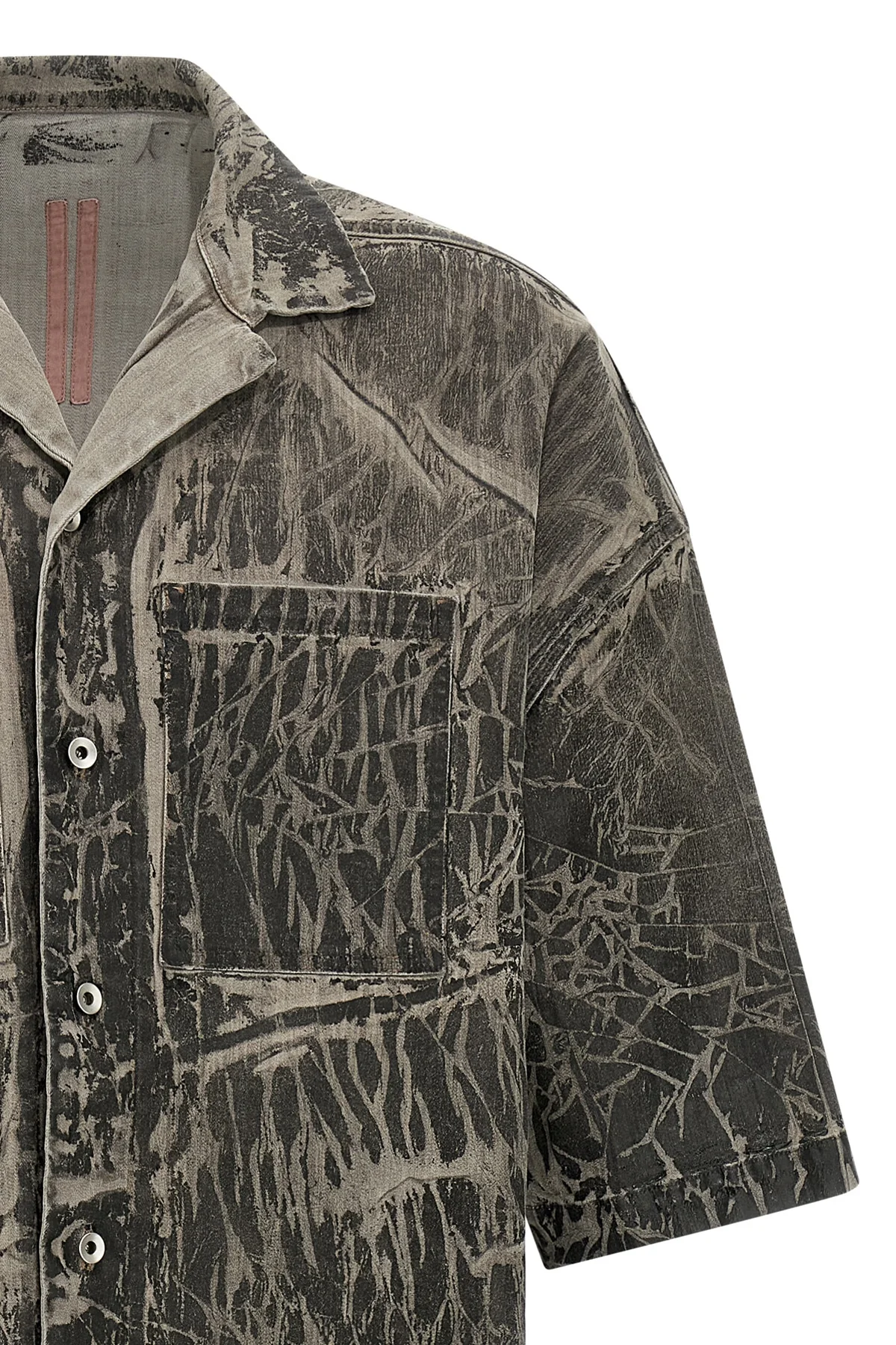 magnum tommy shirt in megacrust cotton denim overdyed in powder form