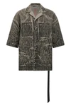 magnum tommy shirt in megacrust cotton denim overdyed in powder form
