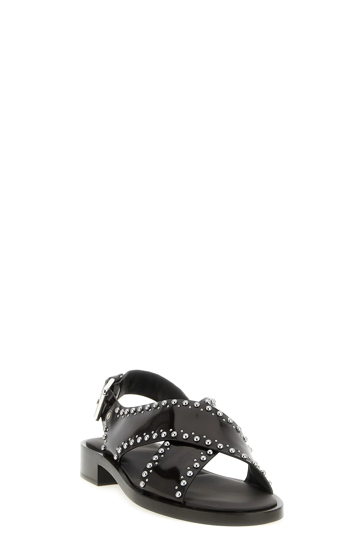 remi sandals in smoky shiny leather
