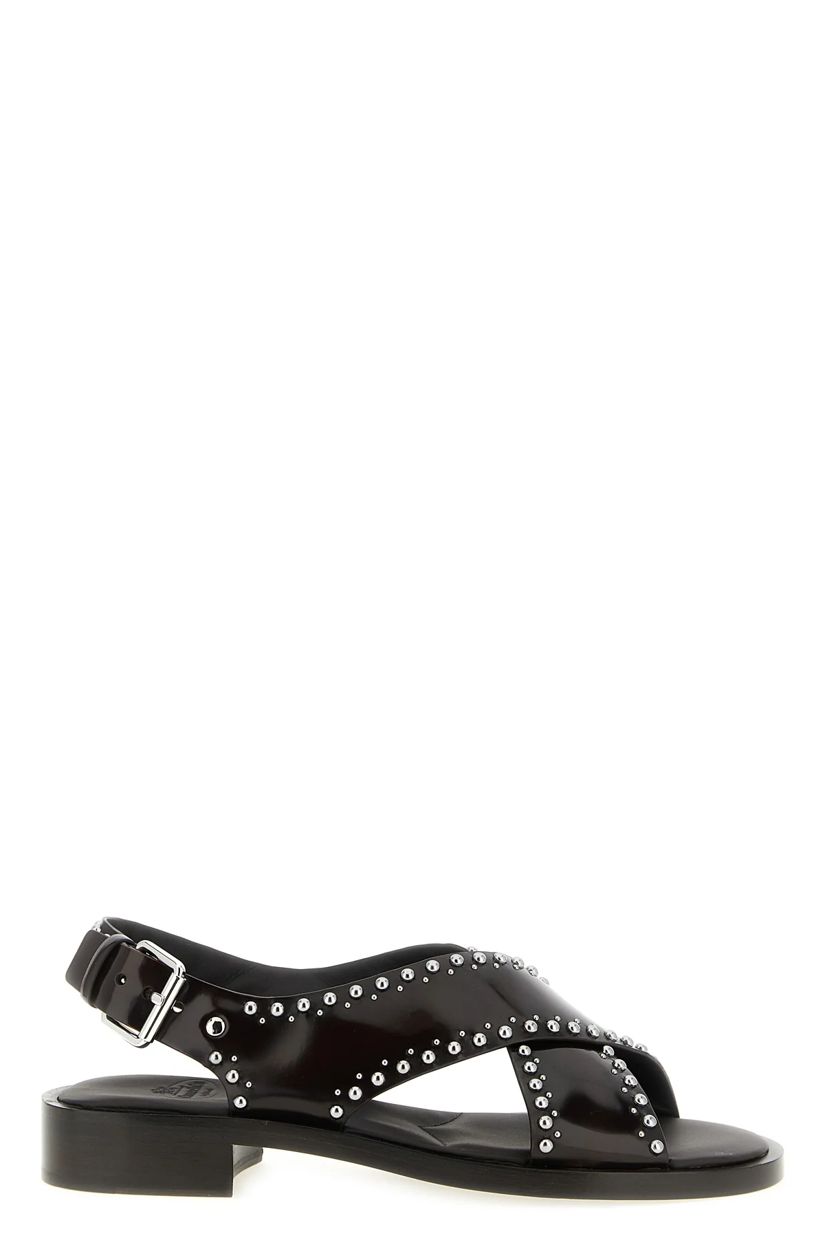 remi sandals in smoky shiny leather