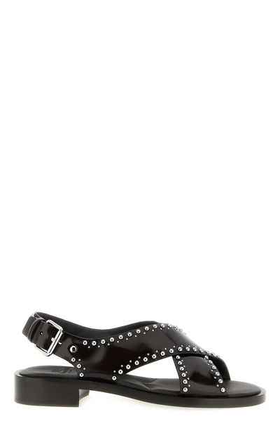 remi sandals in smoky shiny leather
