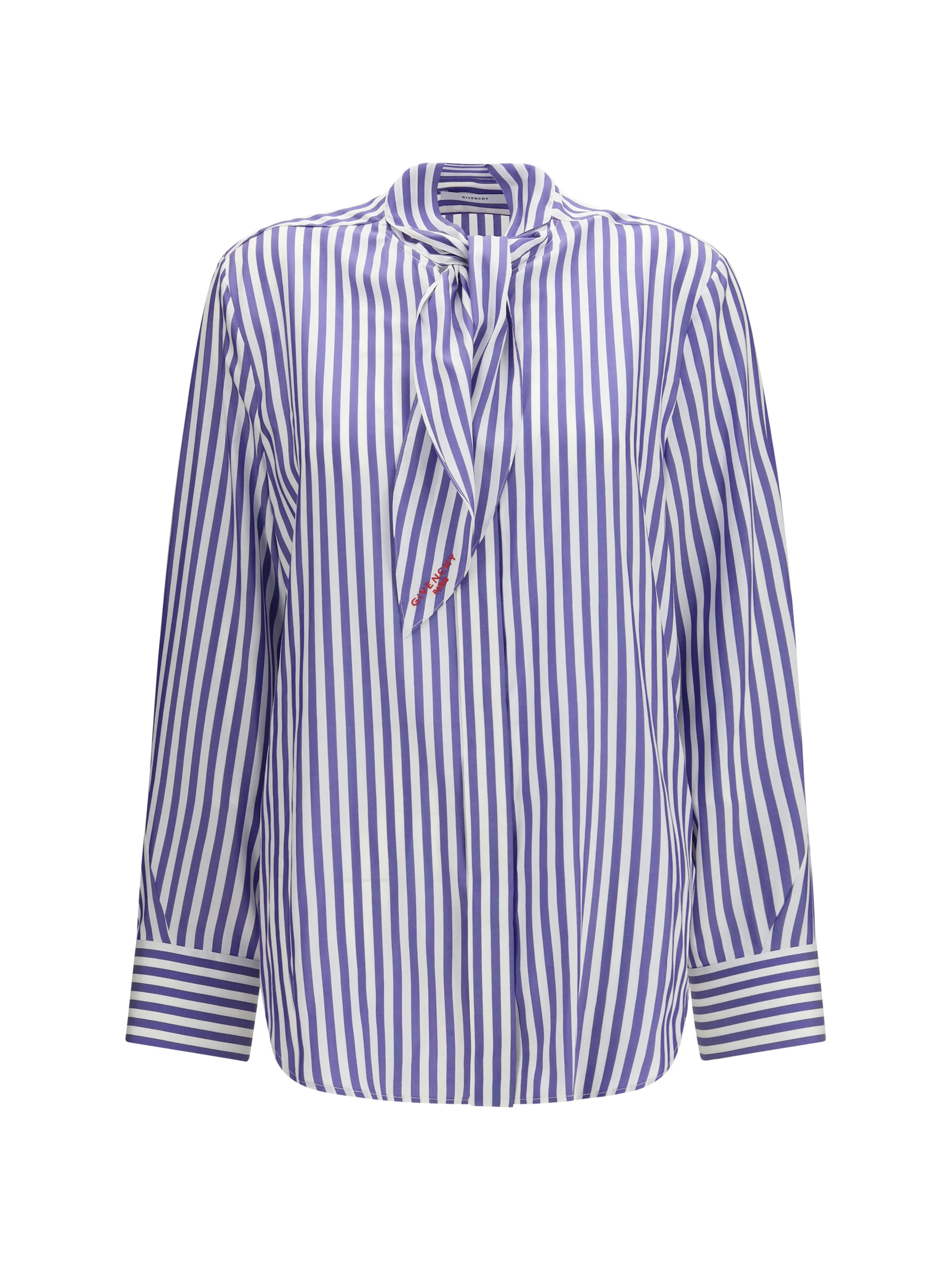 GIVENCHY 36 silk striped cocoon shirt with bow