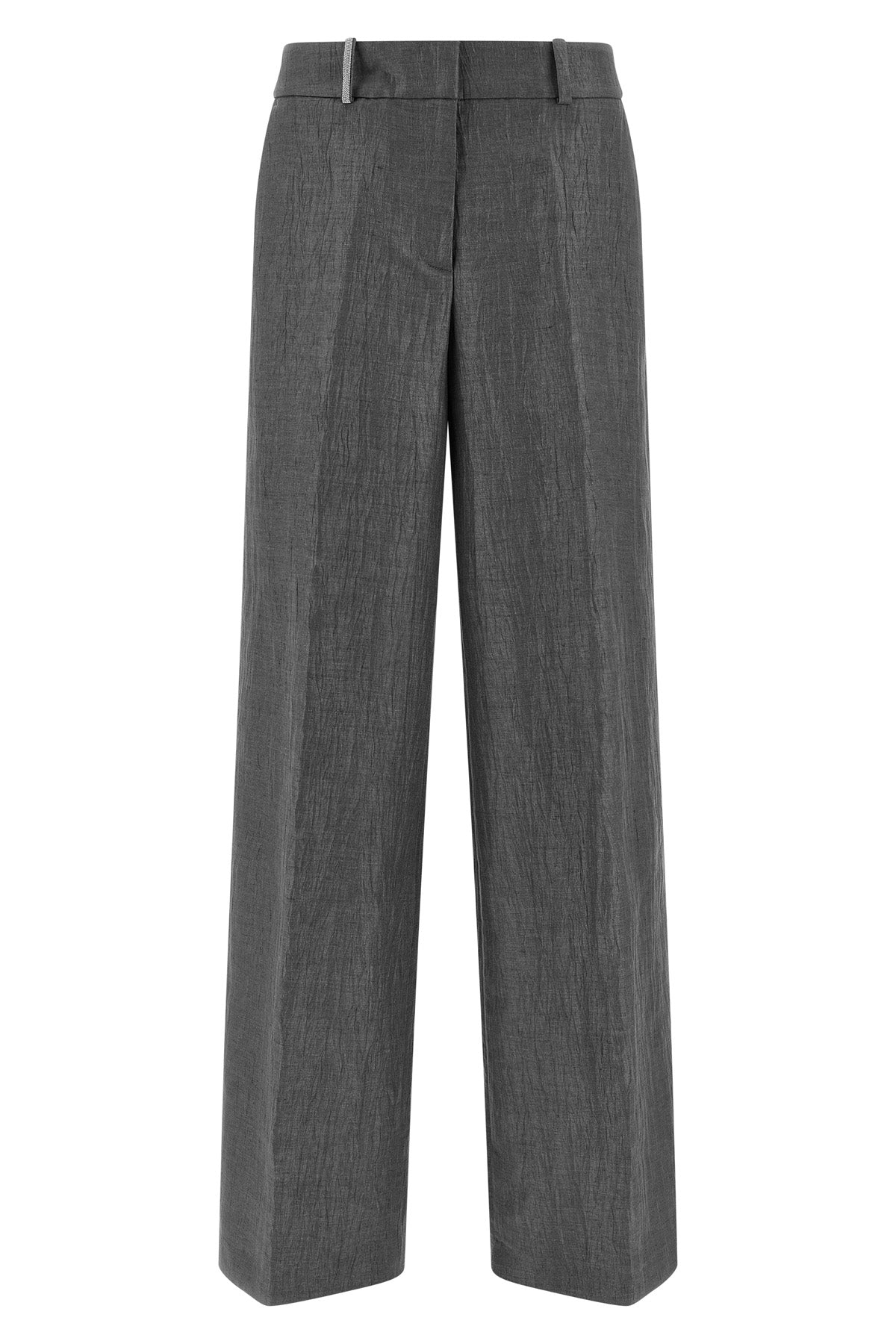 PESERICO 38 embossed wavy linen pants worked