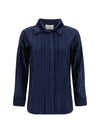 shirt in fine striped velvet-like fabric