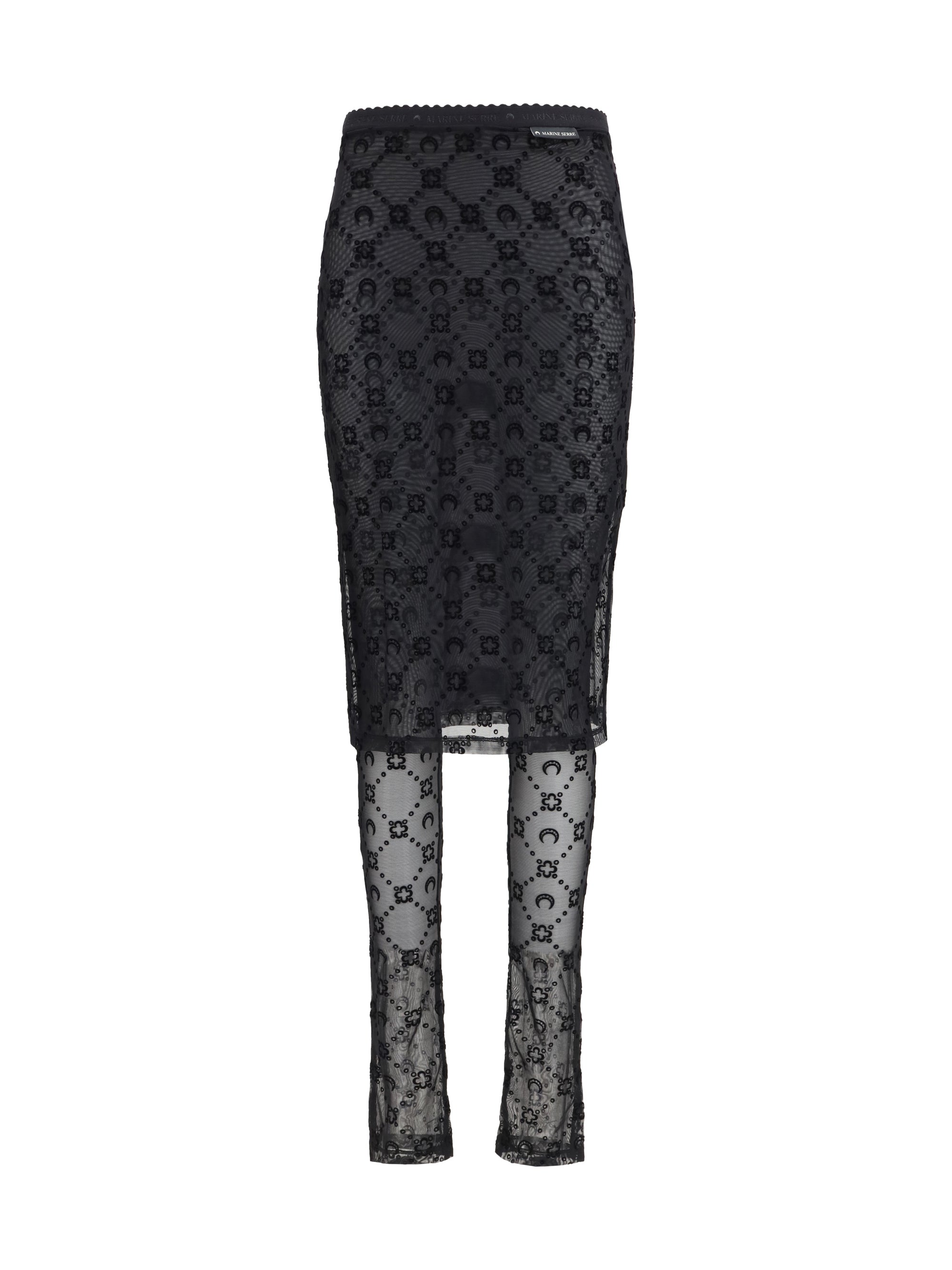 MARINE SERRE M moonogram mesh flock pant-skirt