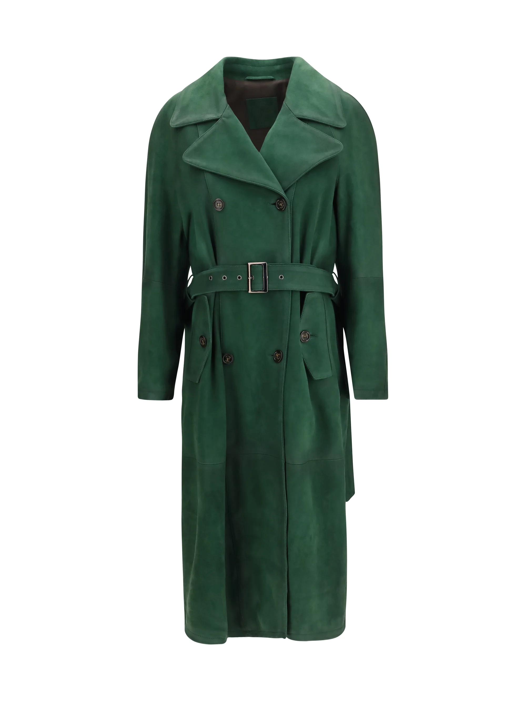 vintage effect suede double breasted trench coat