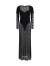 layered long dress in jersey and mesh