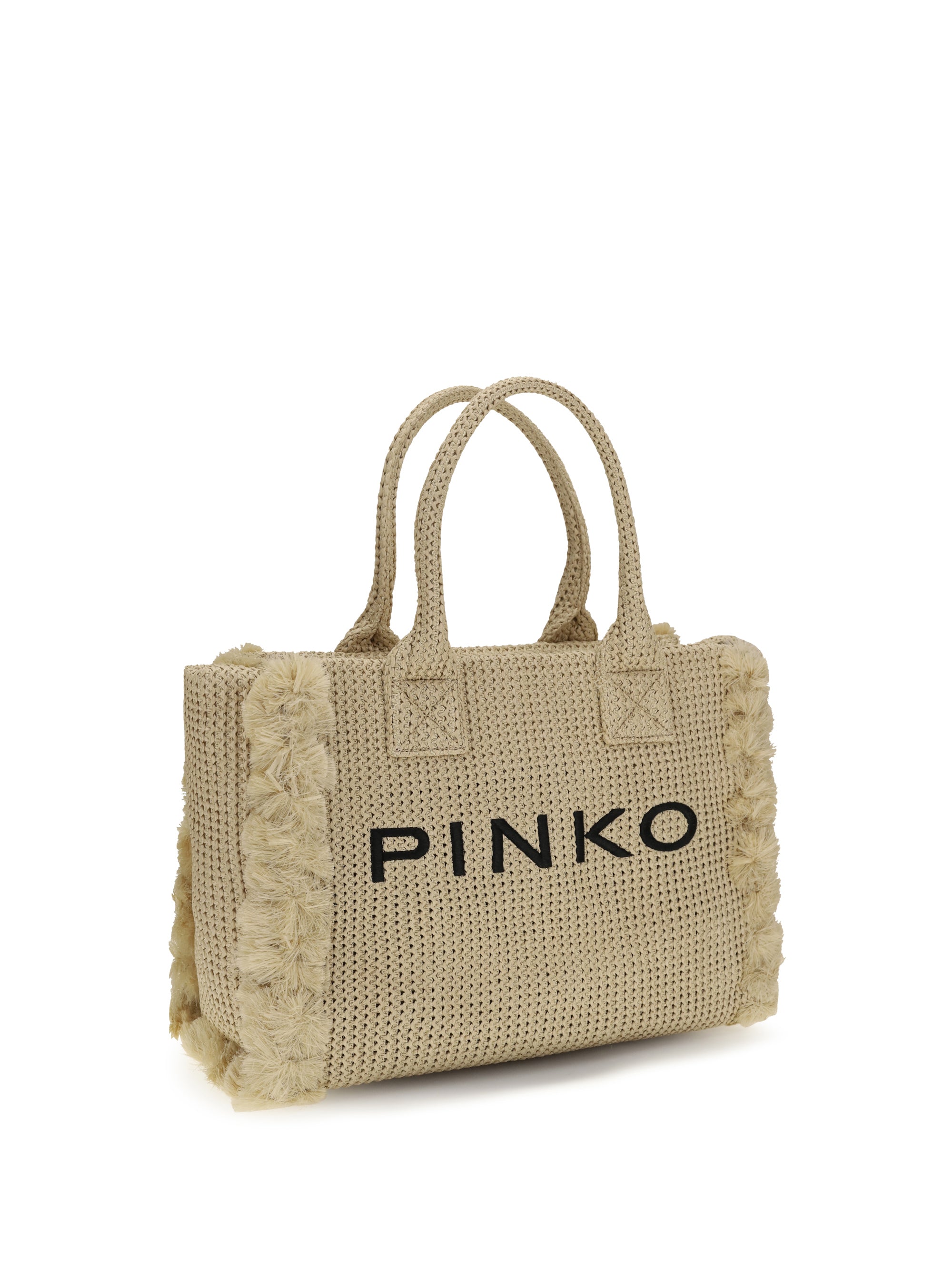 PINKO OS medium beach rafia tote bag