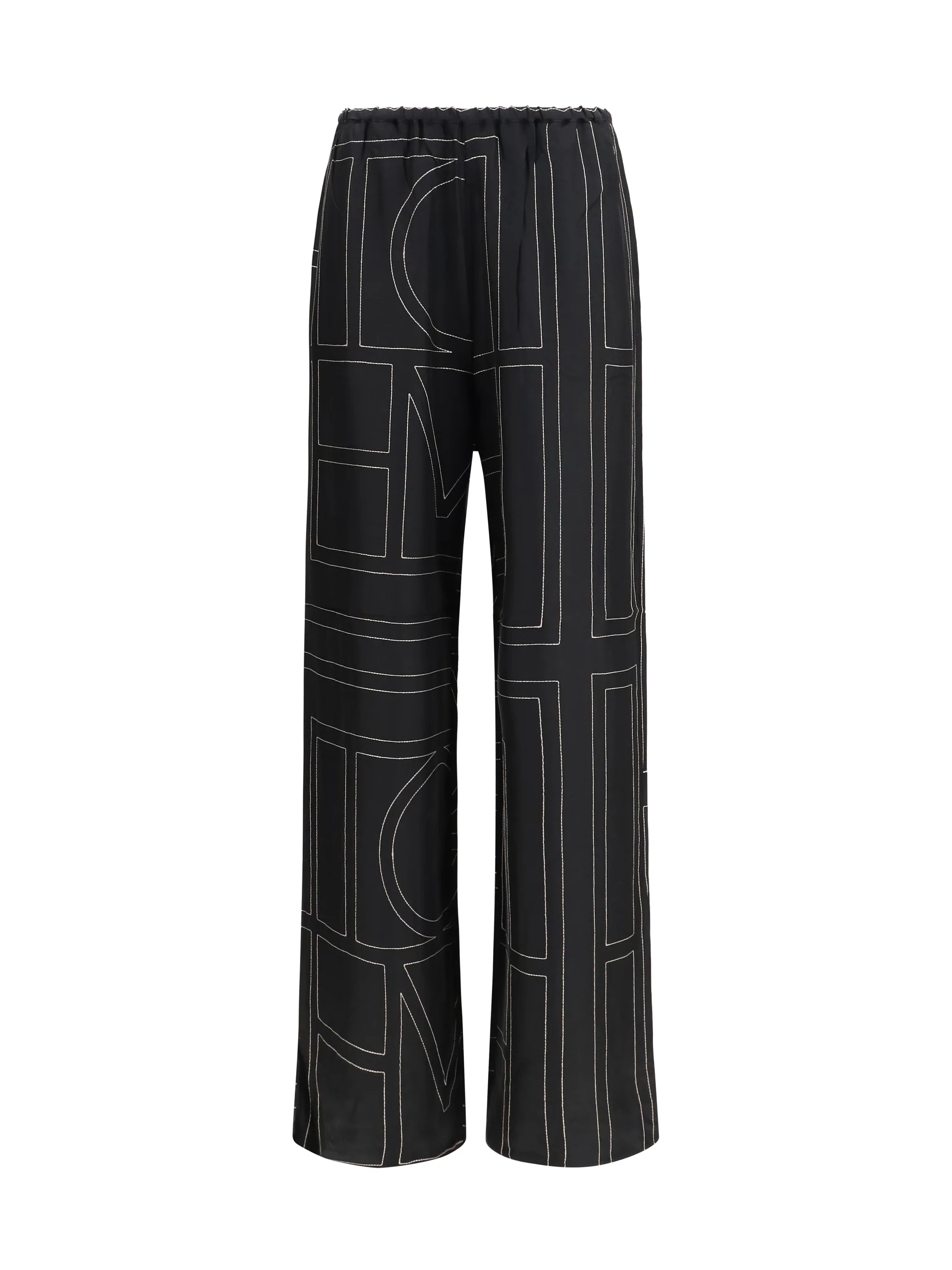 silk monogram pants