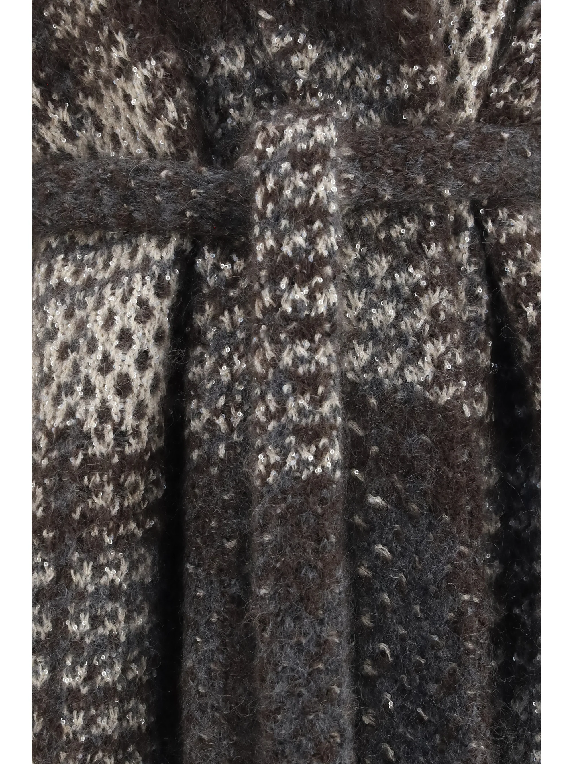 macrocheck mohair blend coat with belt