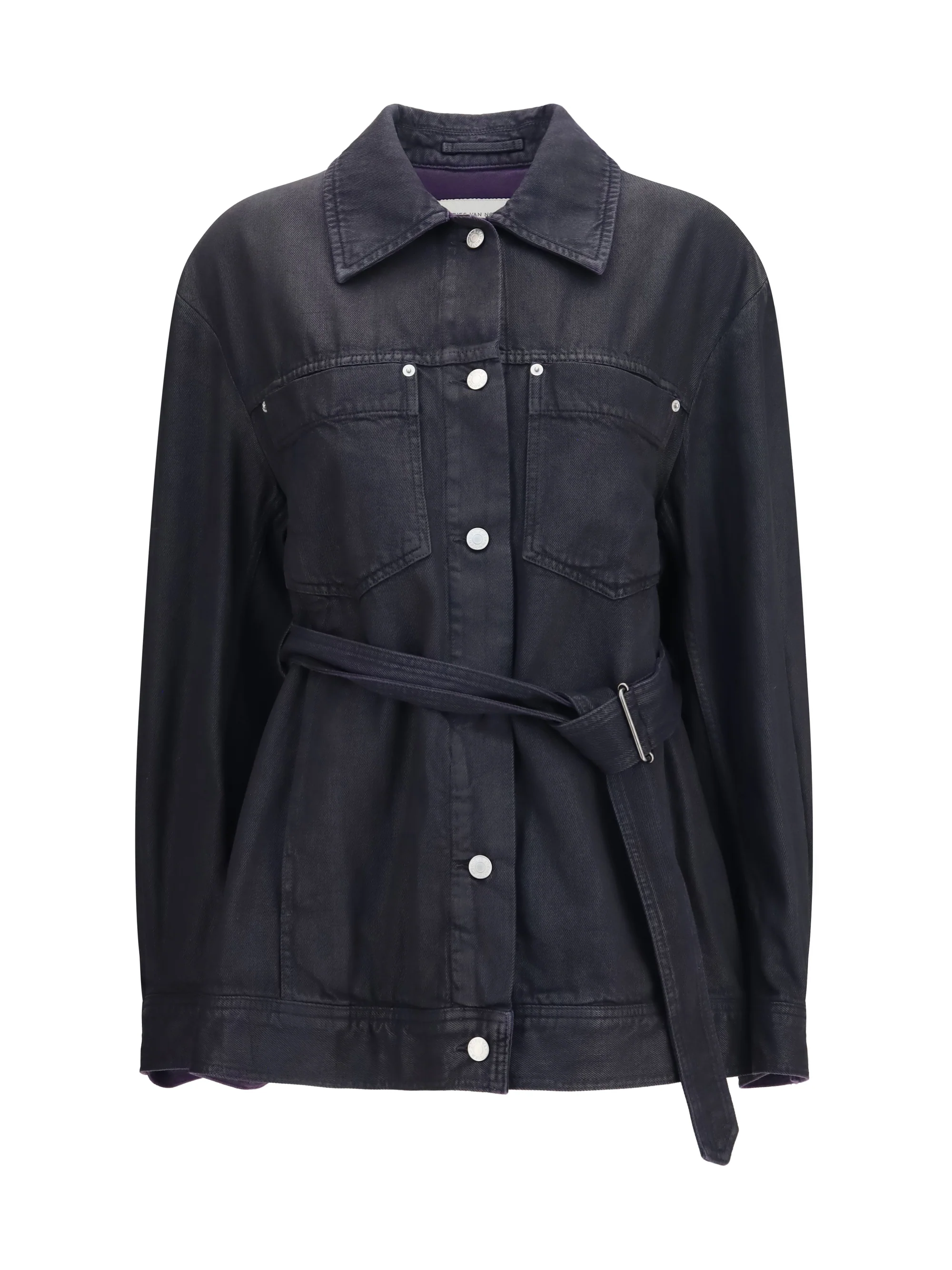 cropped cotton jacket with belt