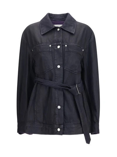cropped cotton jacket with belt