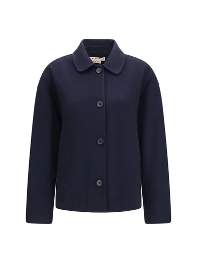 wool jacket with logo embroidery