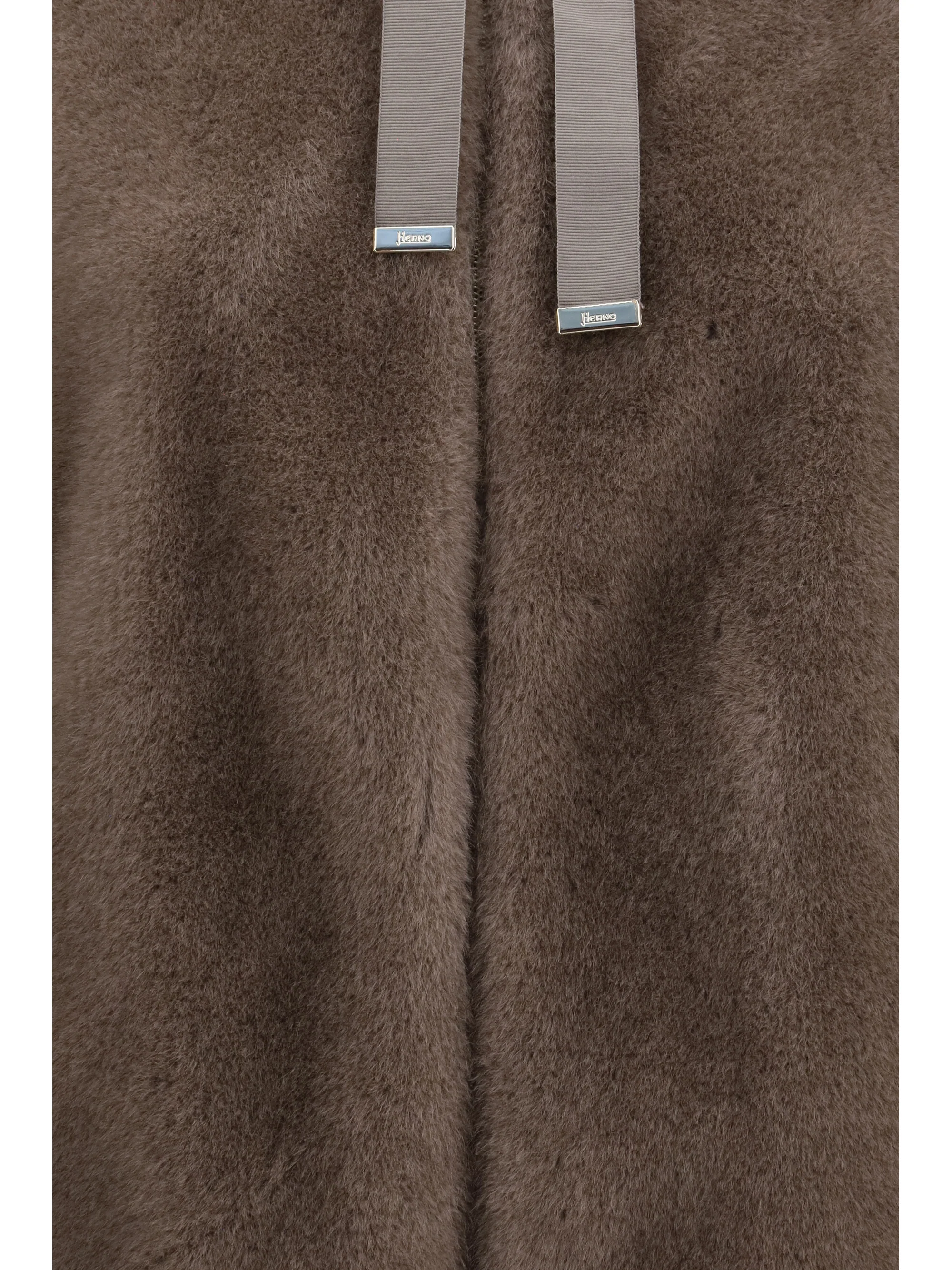 hooded jacket in eco-fur
