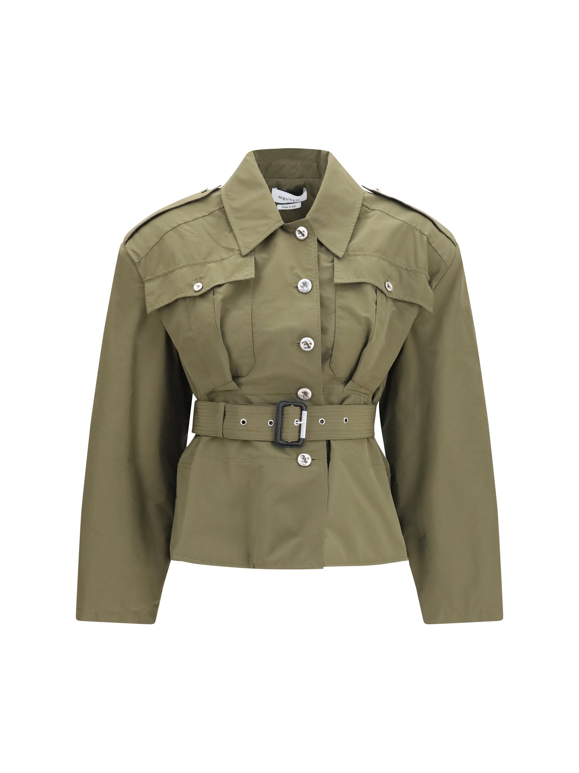 ALEXANDER MCQUEEN 40 cropped belted high-neck jacket