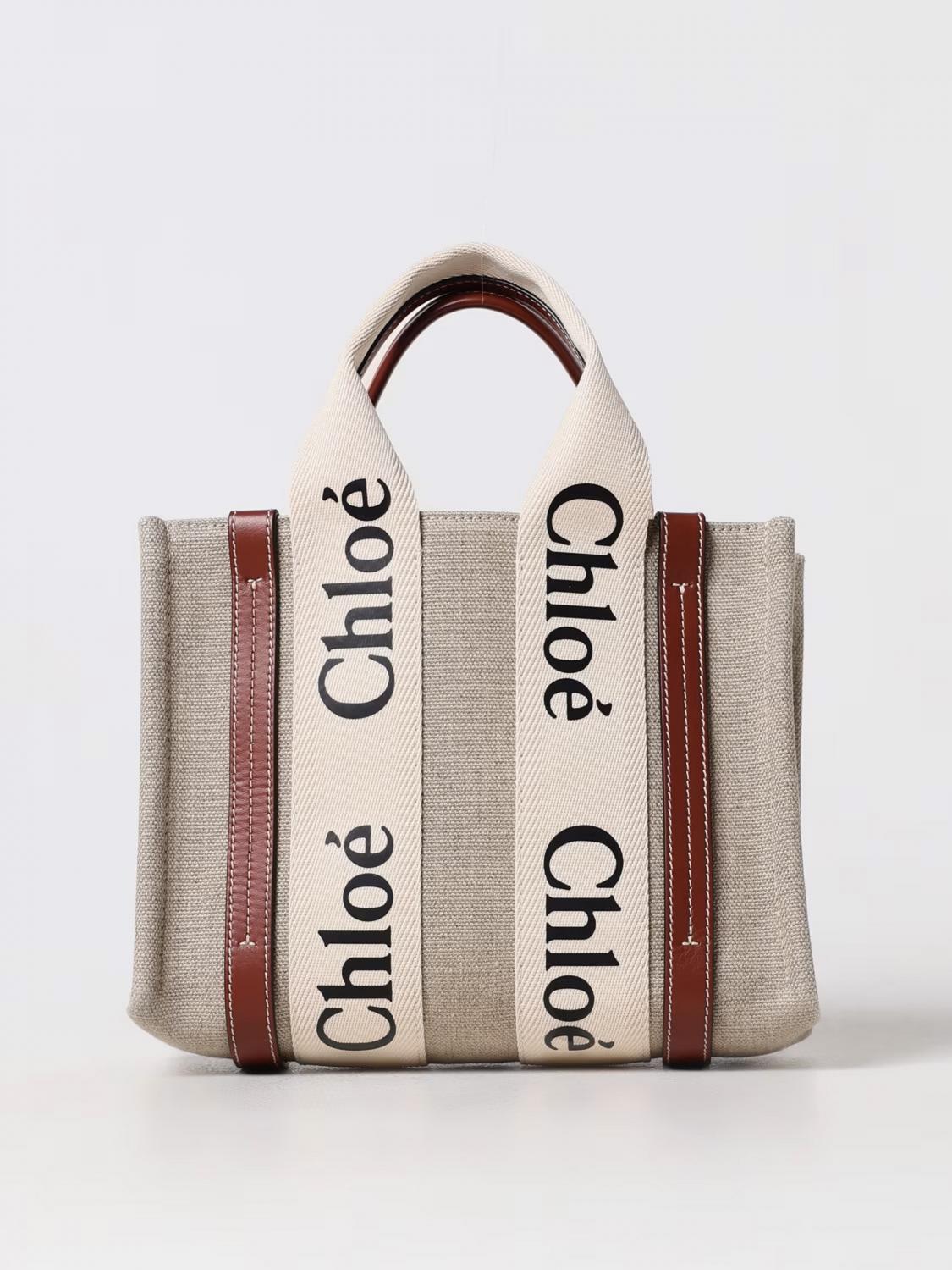 chloé woody canvas bag with logo