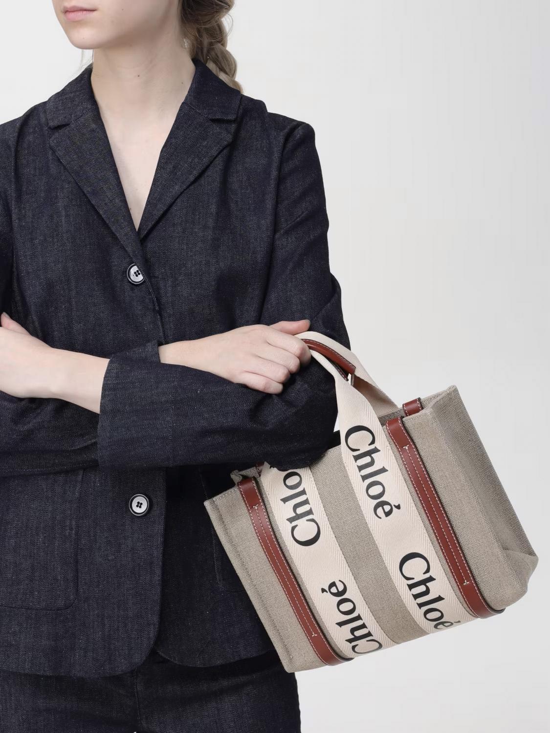 CHLOÉ OS chloé woody canvas bag with logo