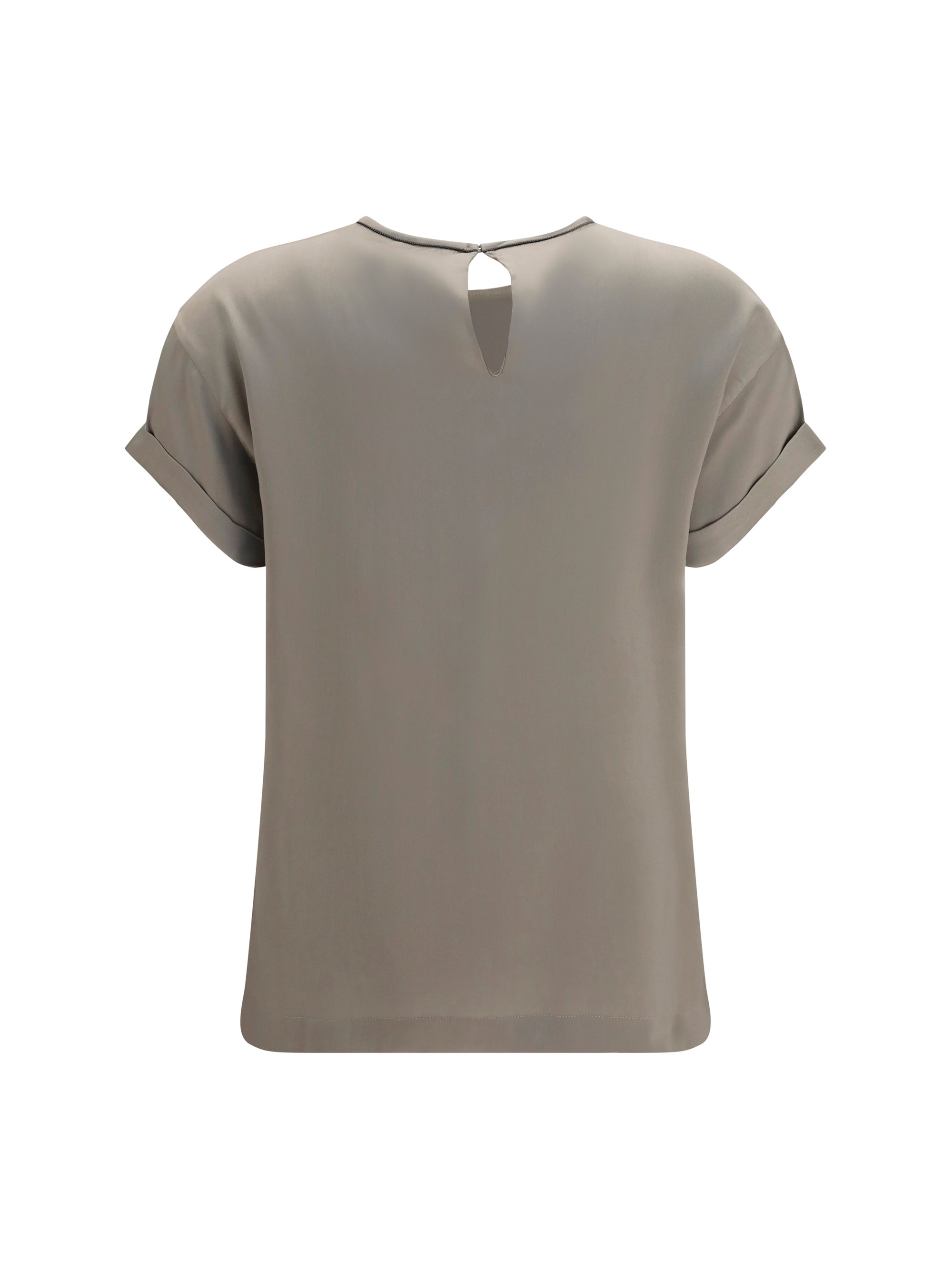 BRUNELLO CUCINELLI M silk blouse with monili chain