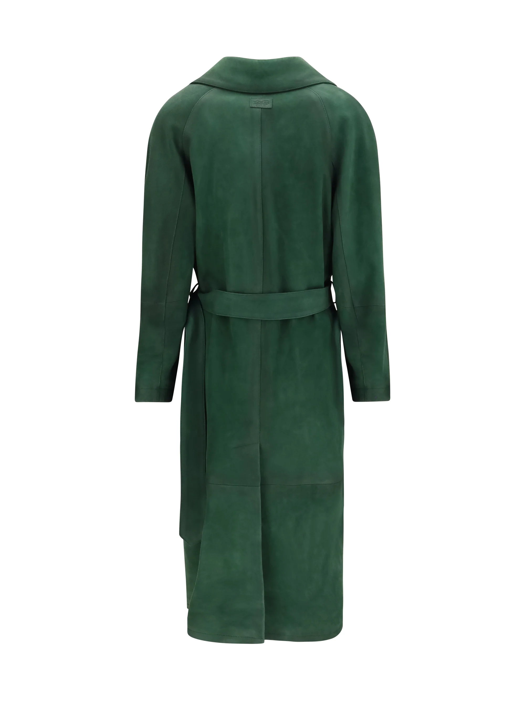 vintage effect suede double breasted trench coat