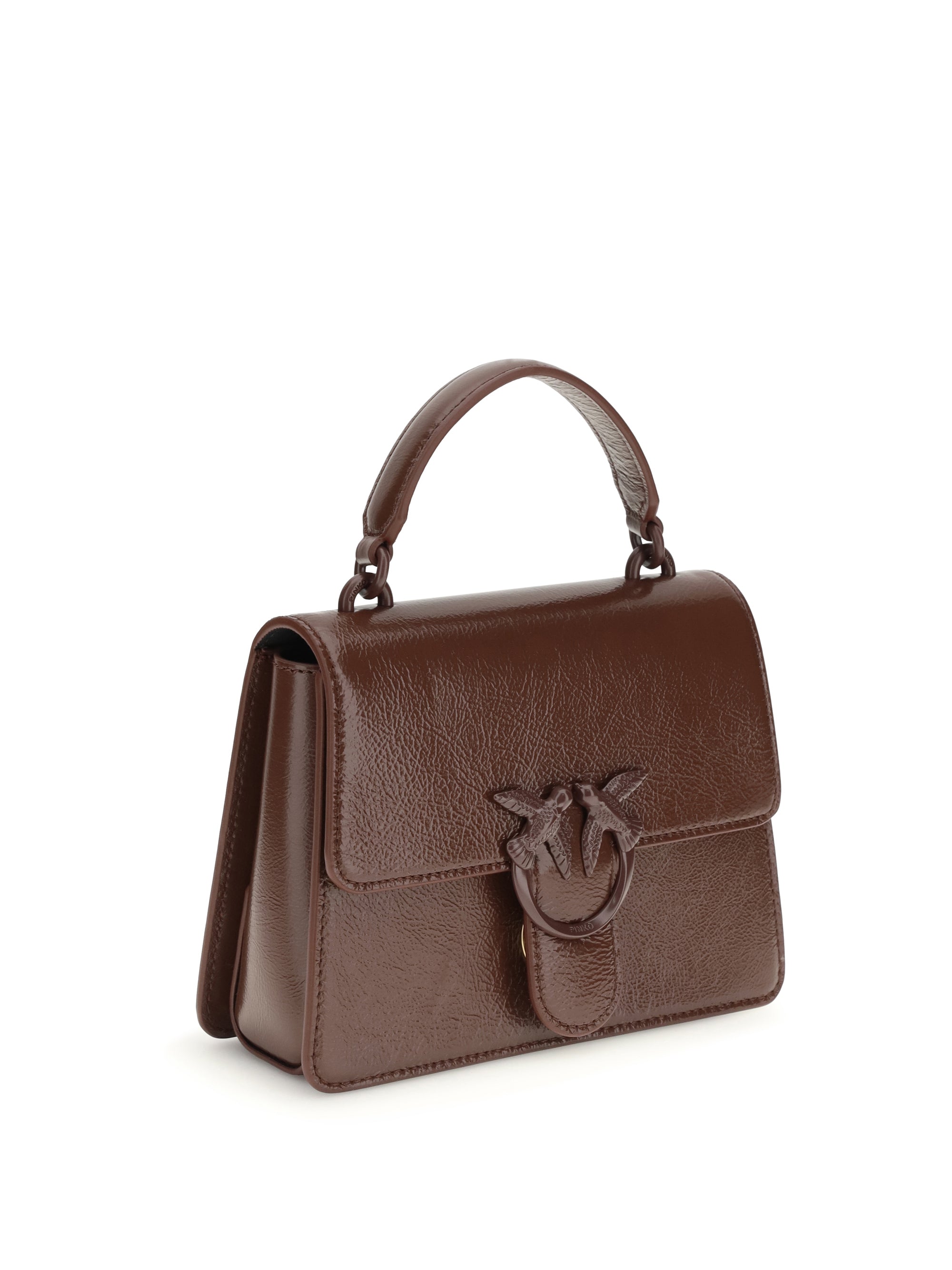 PINKO OS shiny leather love one top mini handbag