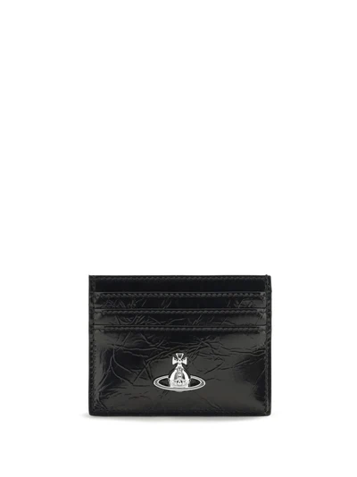 leather card holder with orb logo