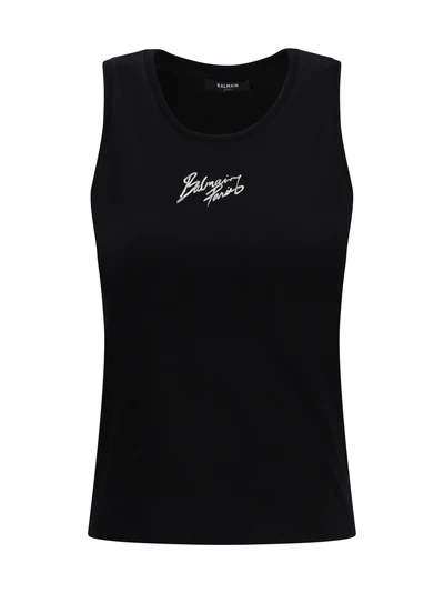 paris brush print tank top