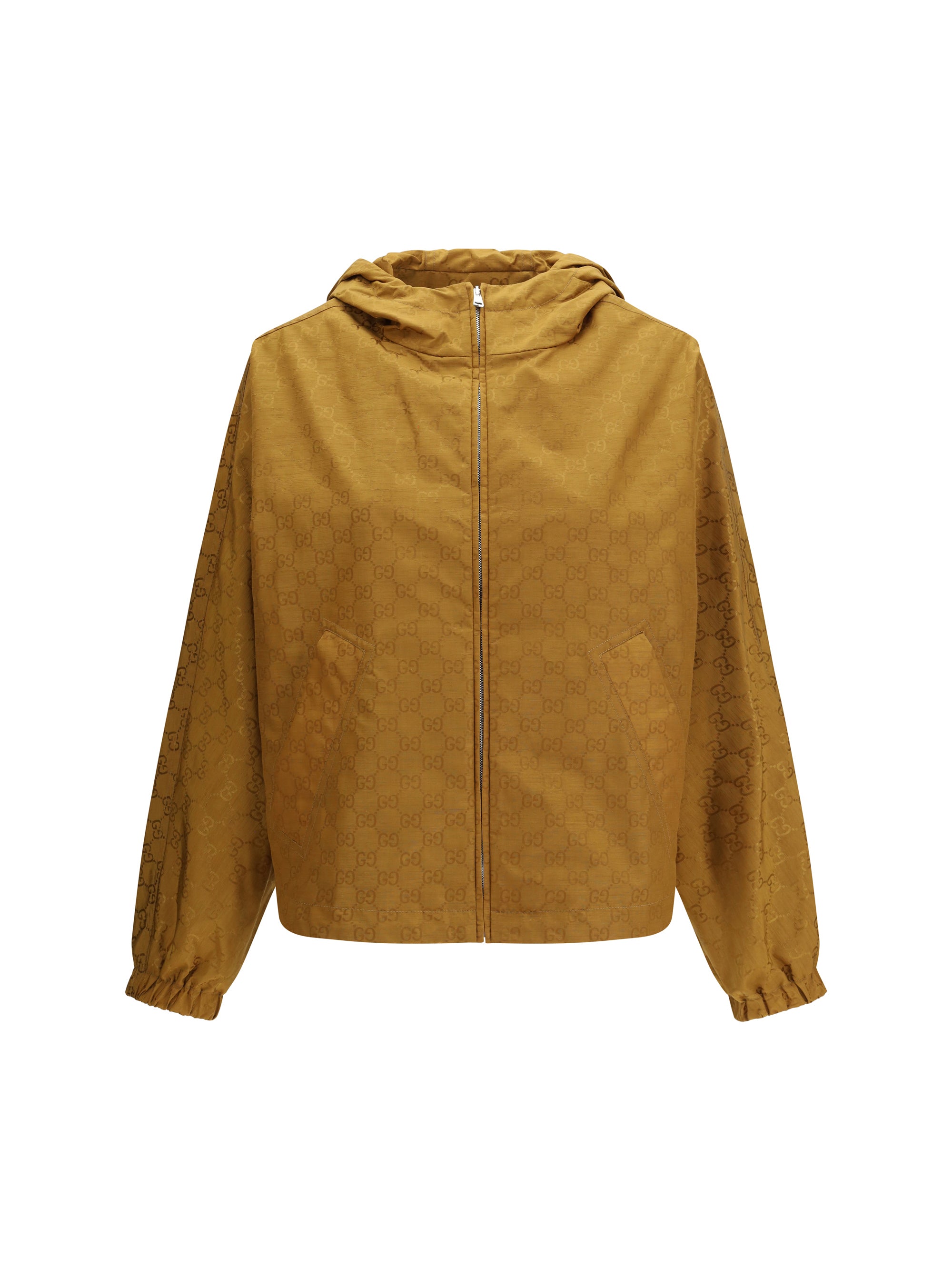 GUCCI 38 short technical jacquard jacket with all-over gg motif