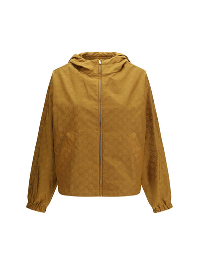 short technical jacquard jacket with all-over gg motif