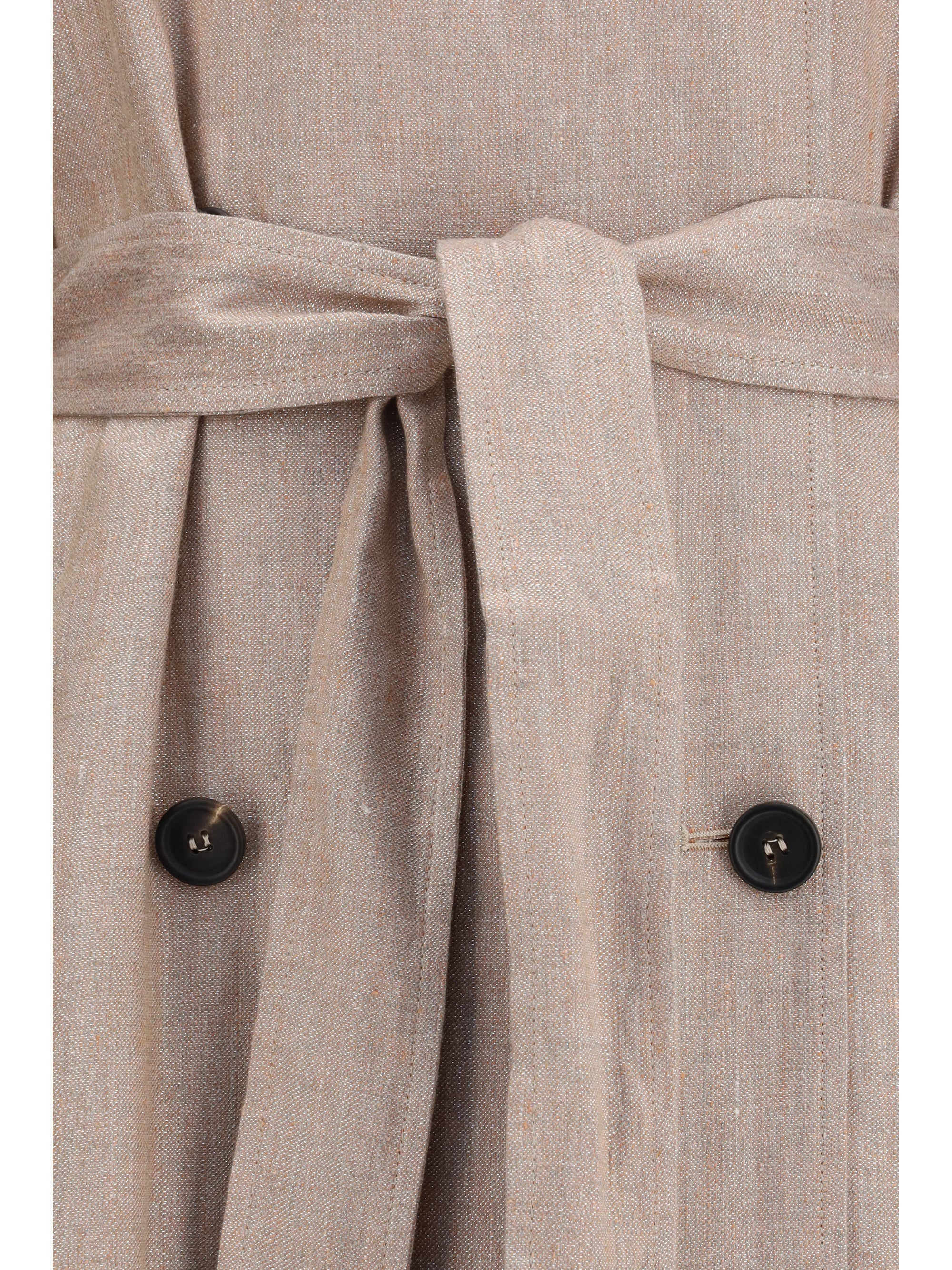 linen trench coat with lurex
