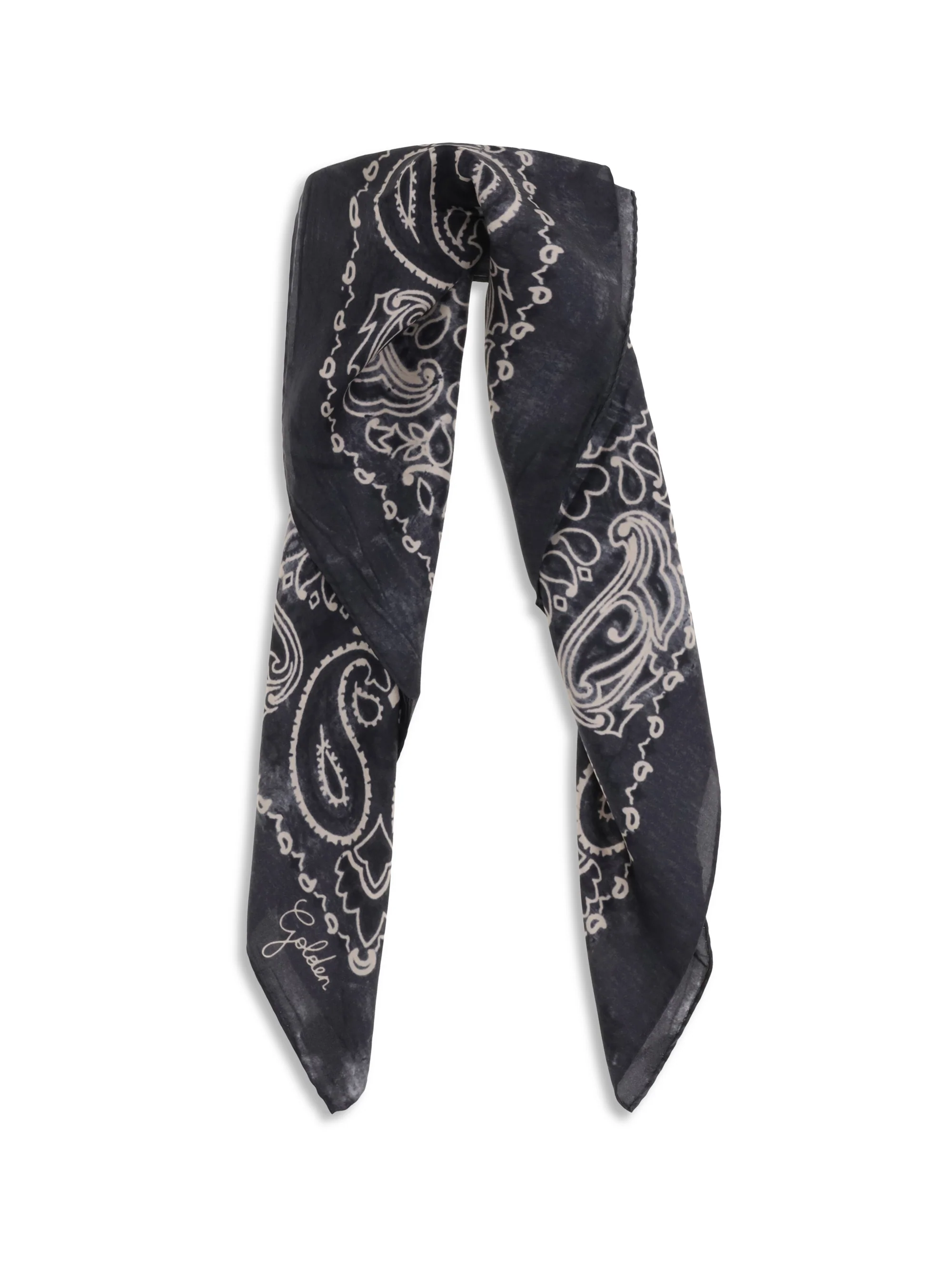 golden paisley printed silk scarf