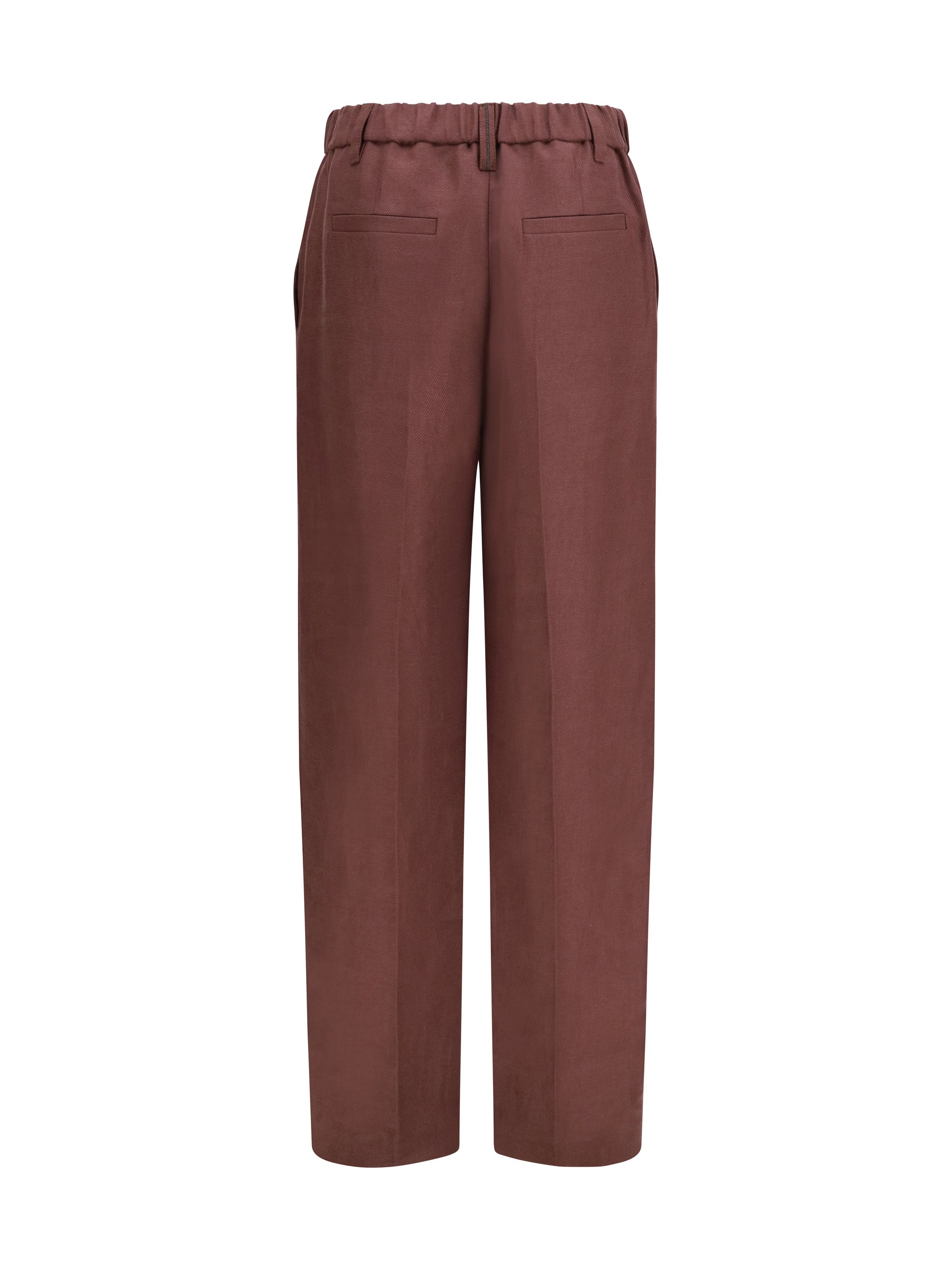 BRUNELLO CUCINELLI 42 wide-leg pants in linen with elastic waistband and belt loops