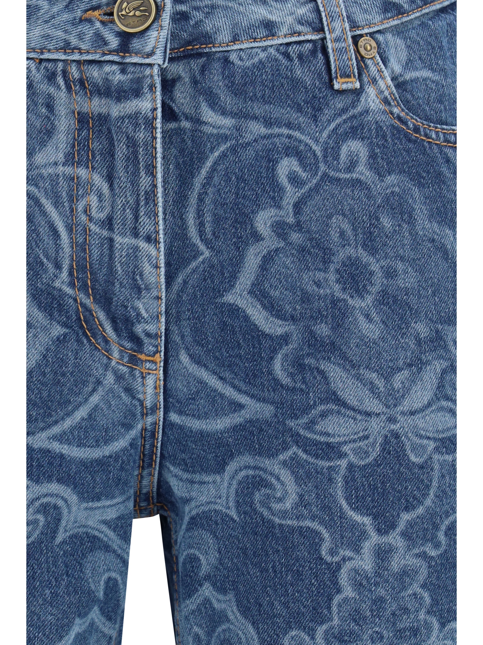 ornamental jacquard denim jeans