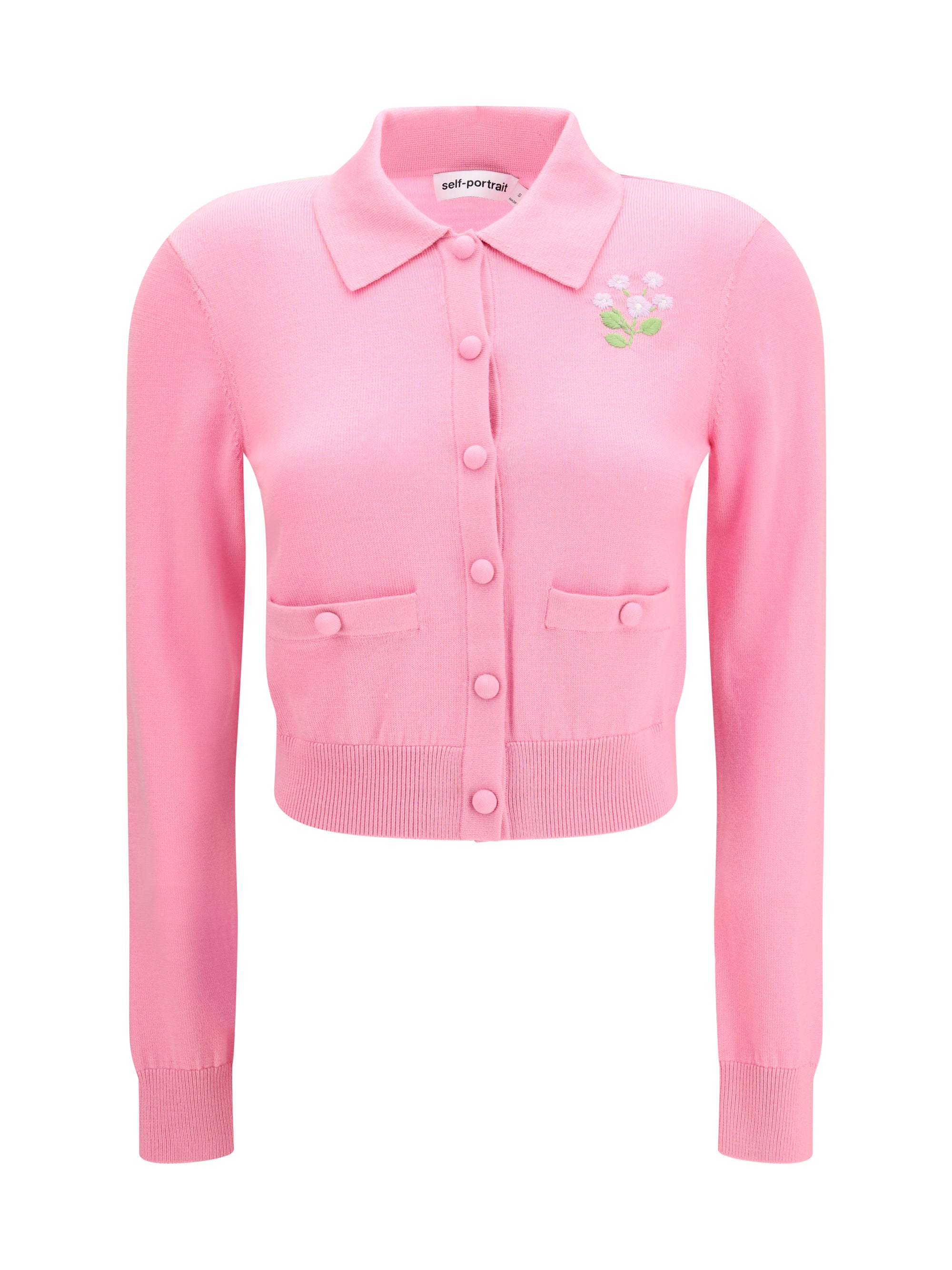 floral embroidered knit cardigan