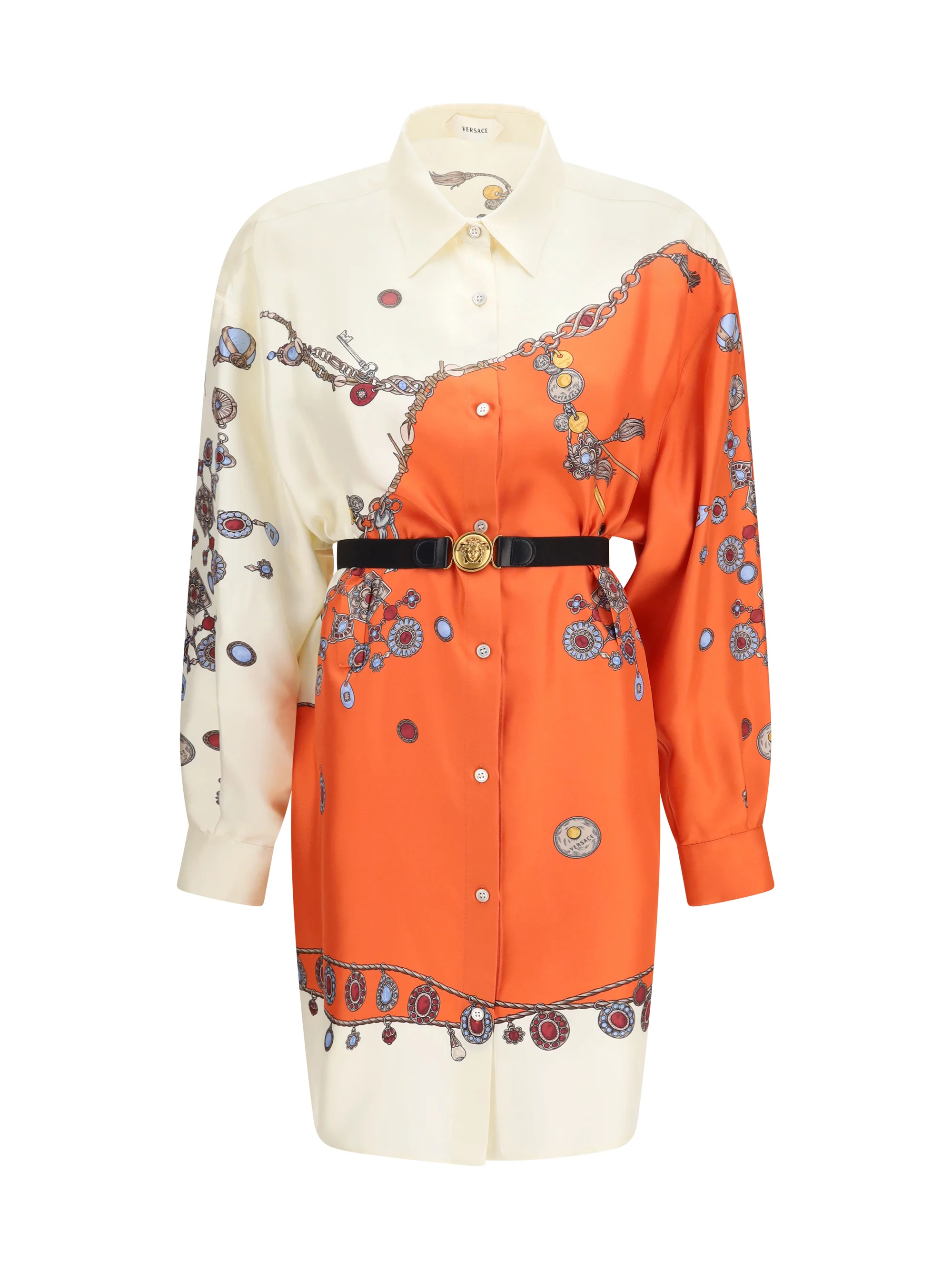 VERSACE 38 printed silk shirt mini dress