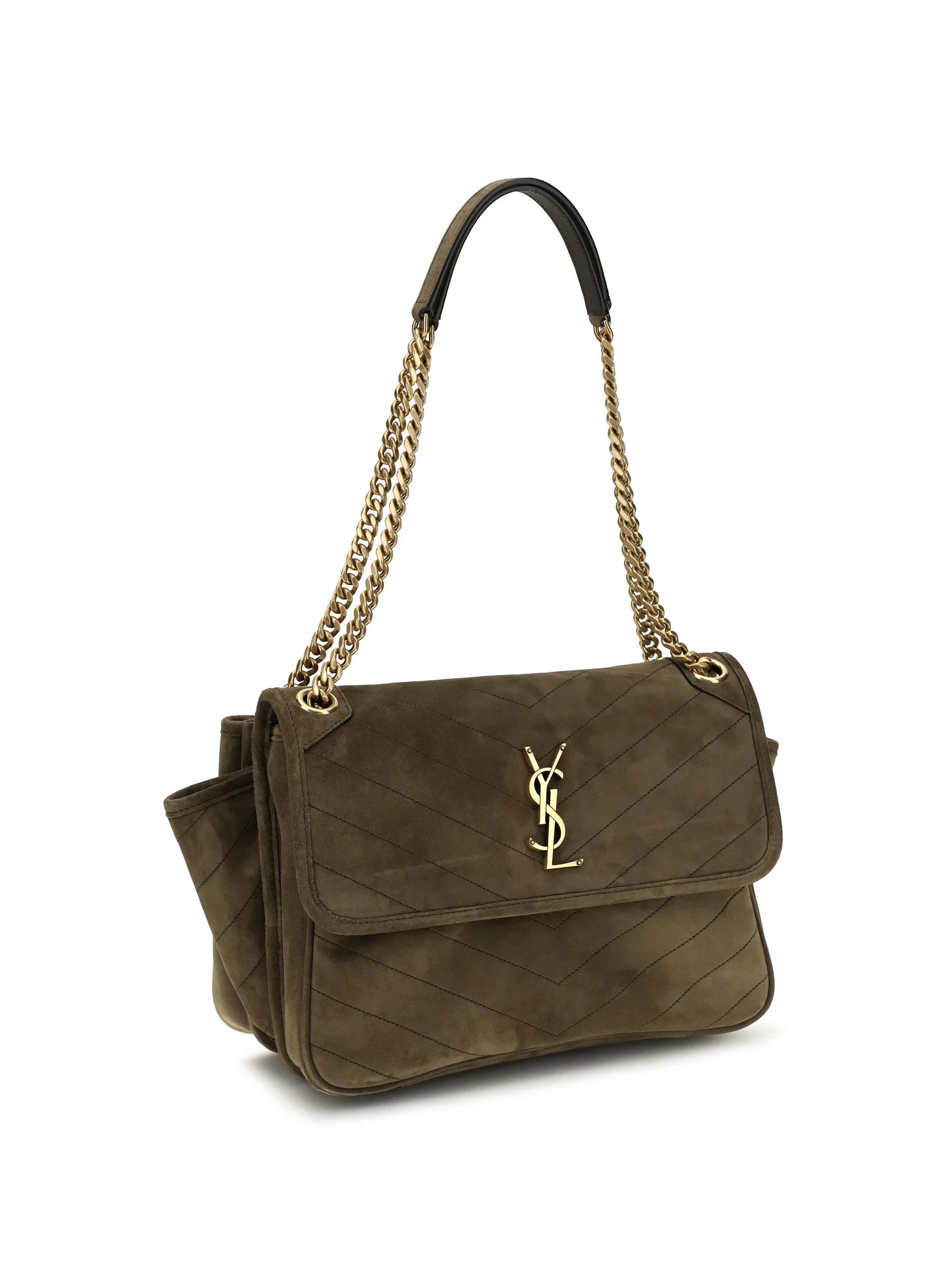 niki tripouch suede shoulder bag
