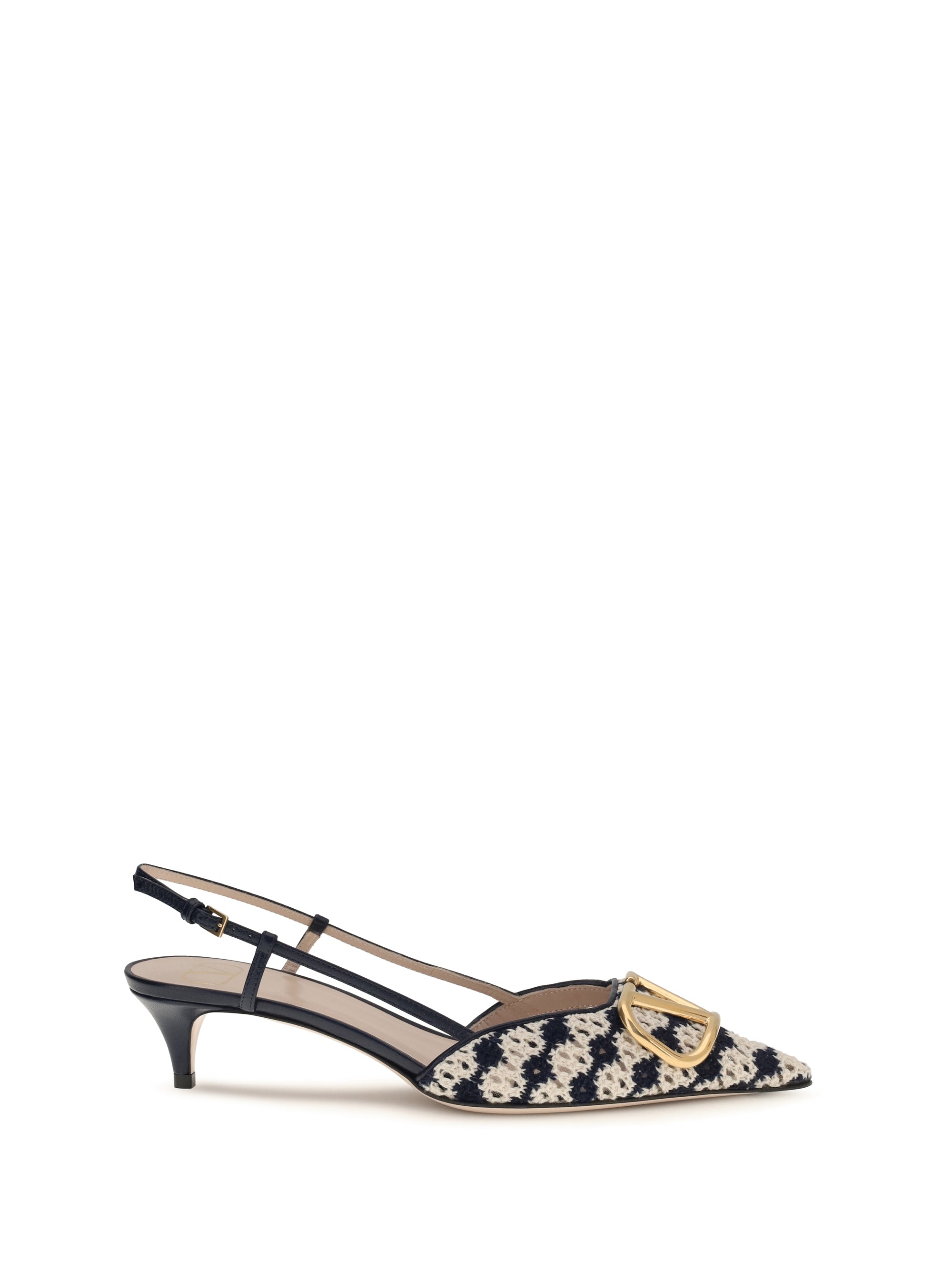 VALENTINO GARAVANI 38 vlogo signature slingback pumps in crochet fabric