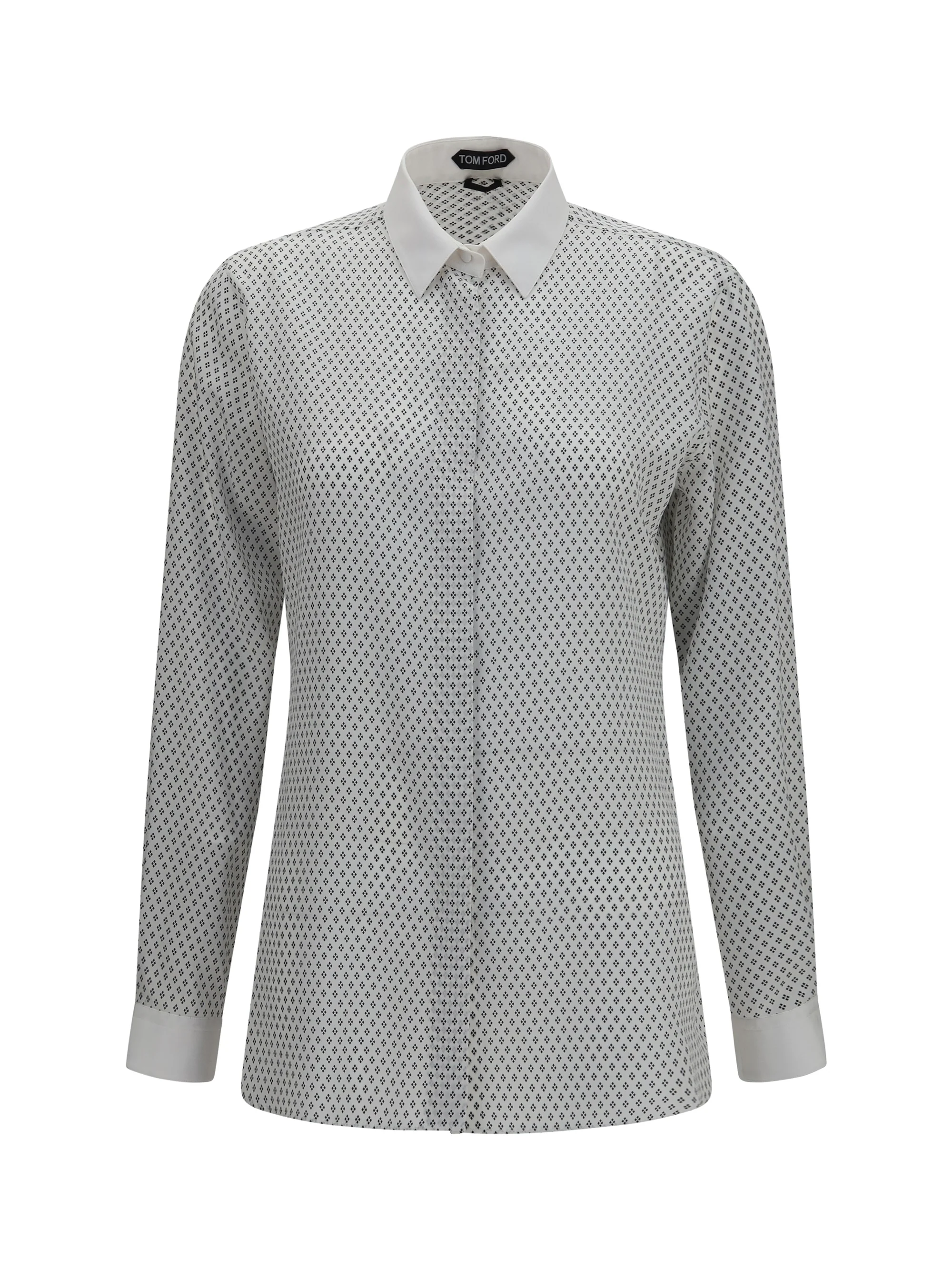 diamond print silk crêpe de chine shirt
