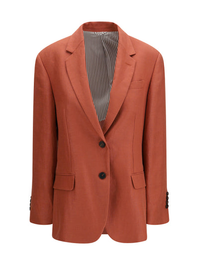 single-breasted linen blazer